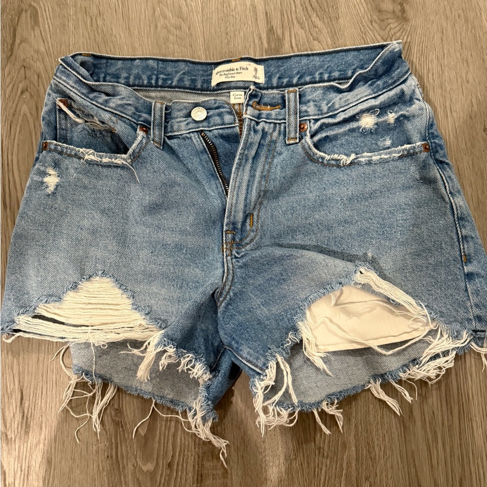 Abercrombie & Fitch Blue Jean Shorts Distressed Frayed Hem